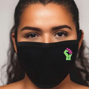 IMAGO PINK&GREEN FIST_REWASH-ABLE BLACK FACE MASK